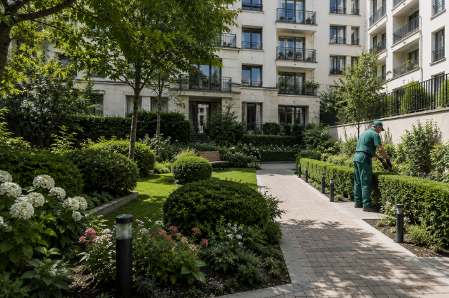 Quels espaces verts sont concernés par l’entretien en copropriété