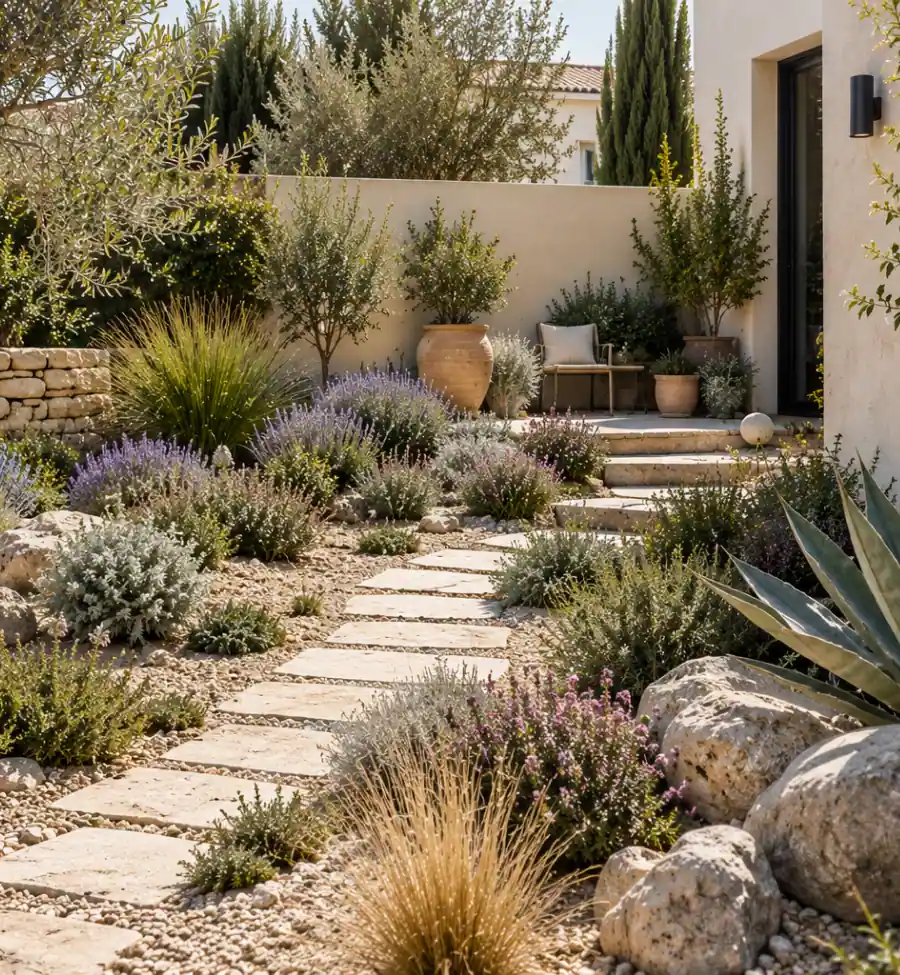 style jardin sec mediterraneen