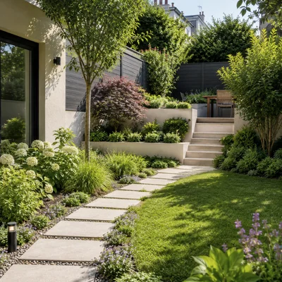 jardin moderne minimaliste lignes épurées