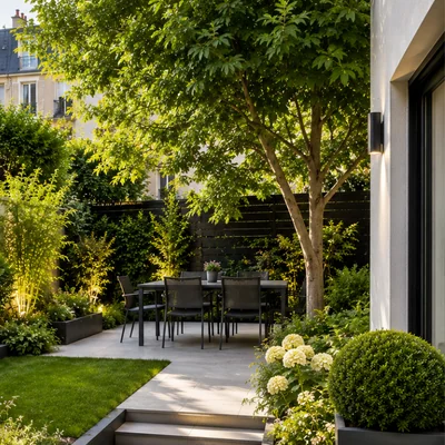 petit jardin de ville aménagé en Hauts-de-Seine