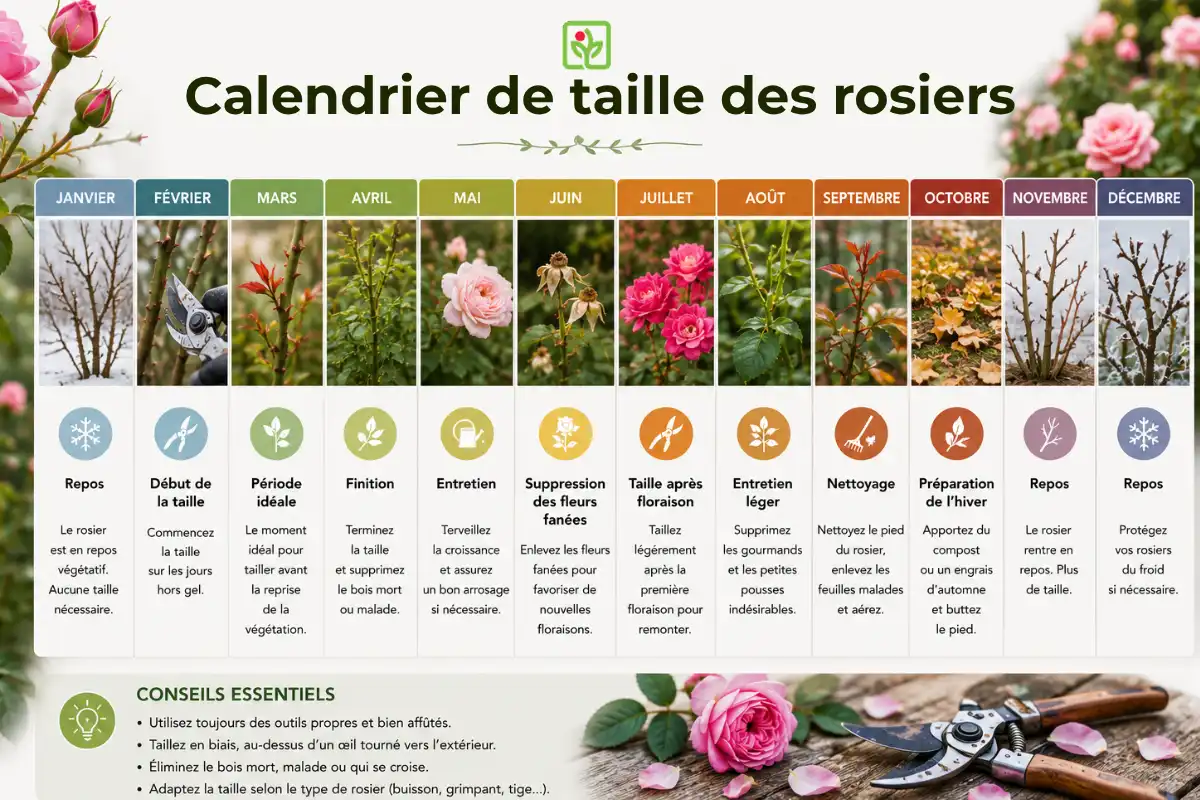 le calendrier de taille des rosiers mois par mois
