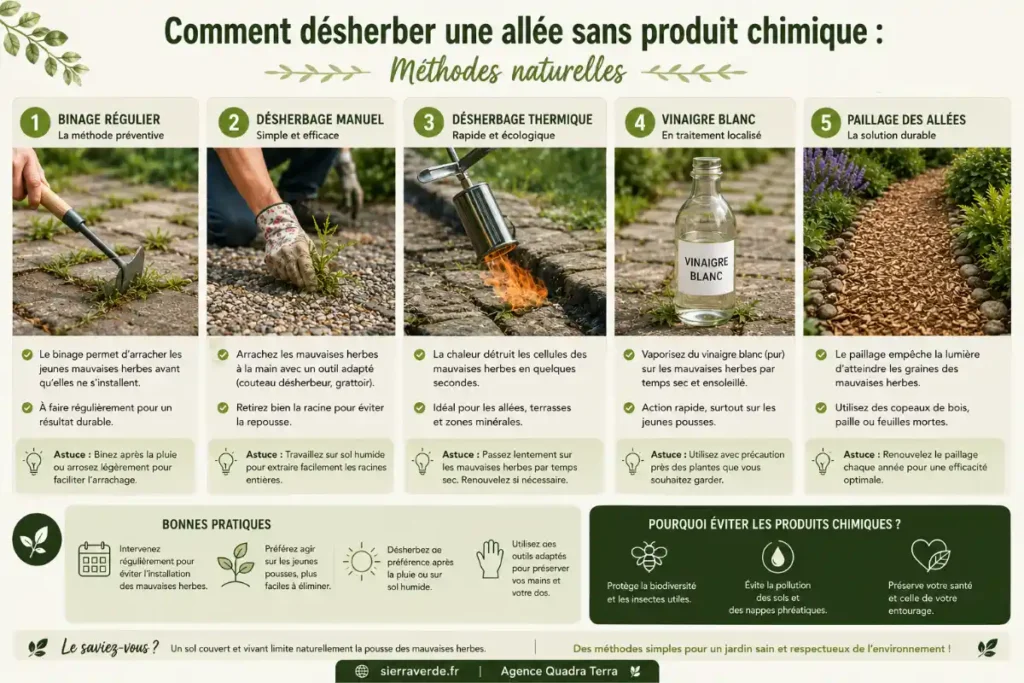 Comment désherber une allée  méthodes naturelles