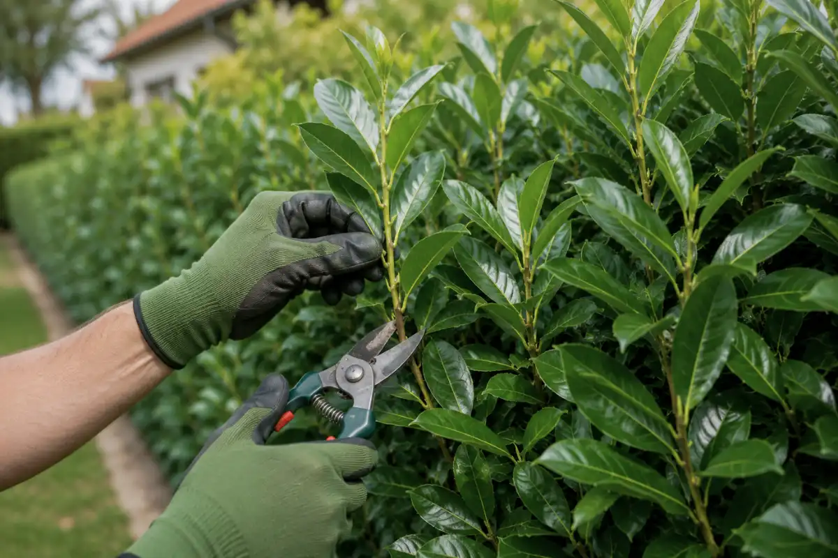 tailler un laurier-palme au sécateur pour ne pas abîmer les feuilles