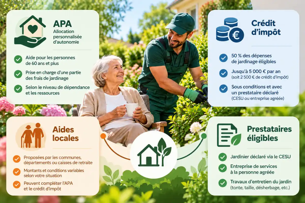 Aides et crédit d'impôt pour l'entretien du jardin des seniors